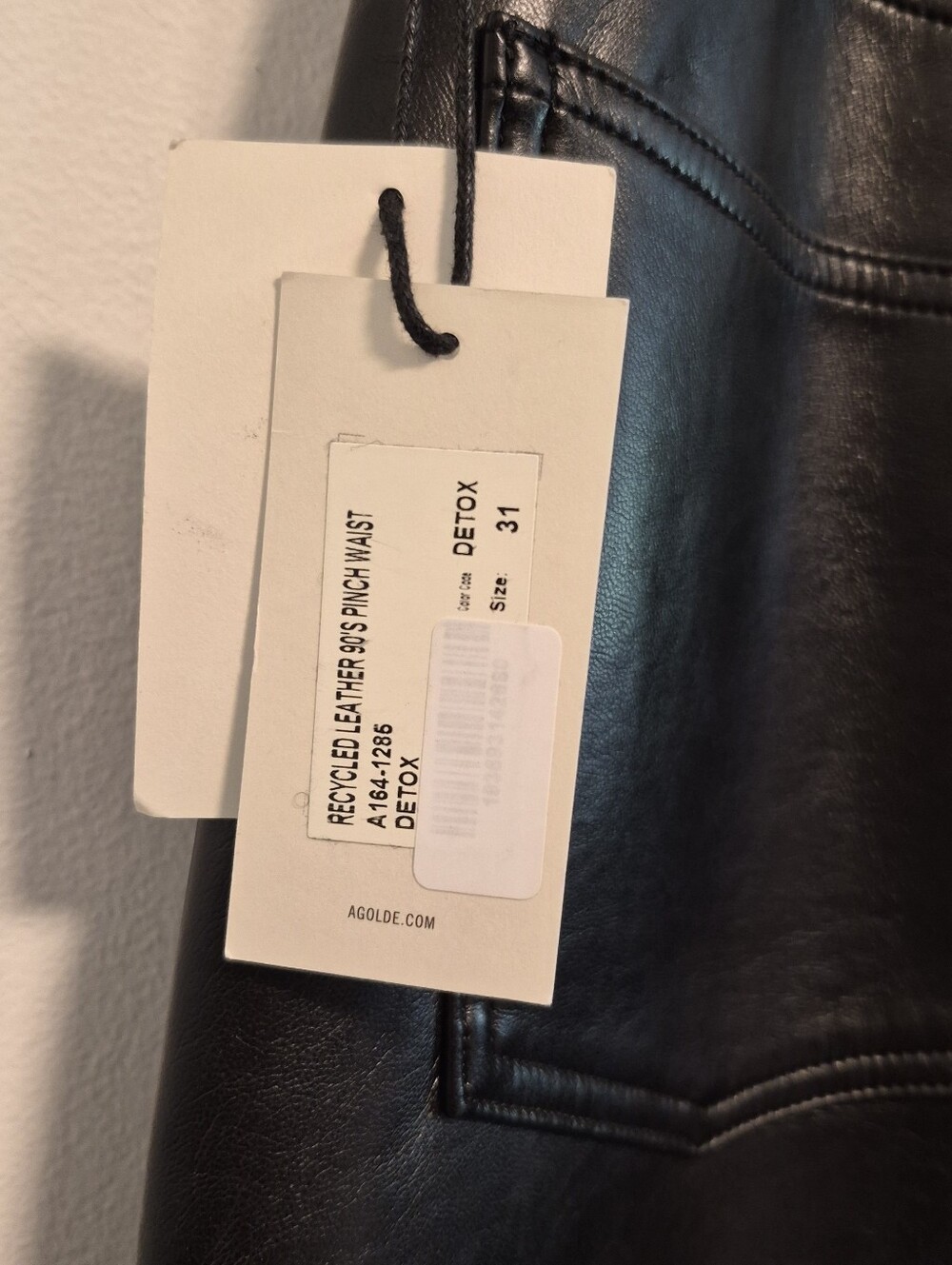 Agolde Recycled Leather 90's Pinch Waist Pants In Detox Black Size 31 NWT $348 - Picture 16 of 16